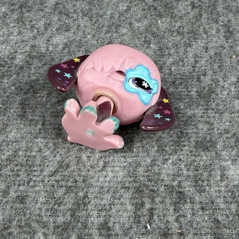 Hasbro‎ Littlest Pet Shop Pink SheepDog Figure 2007 Stars Ears LPS Extreme Pet